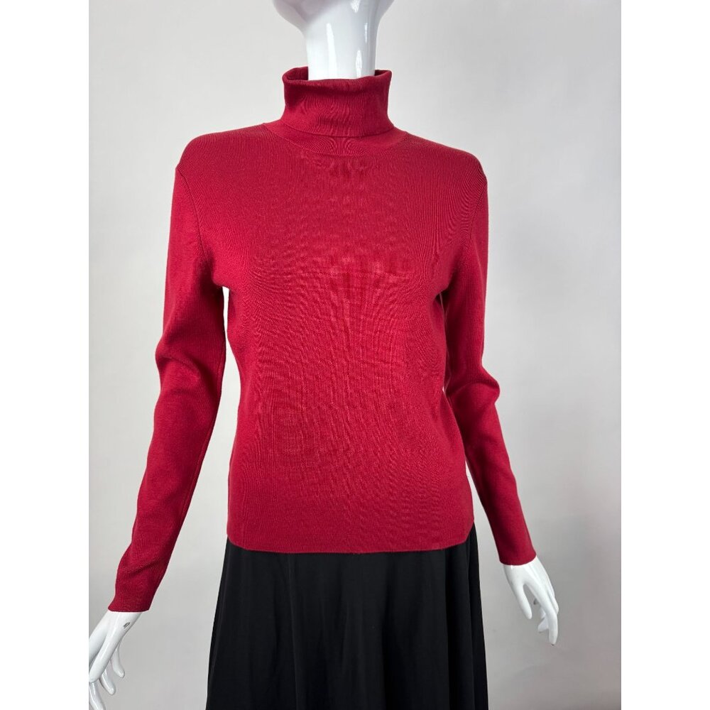 Neiman Marcus Exclusive Womens Red Silk Blend Turtleneck Sweater M